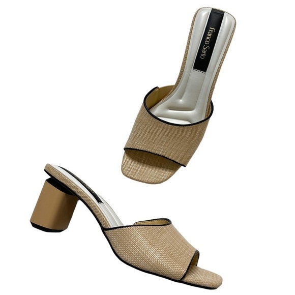 NWOB Franco Sarto Linley Slide Sandal in Beige Raffia 8 - Picture 8 of 8